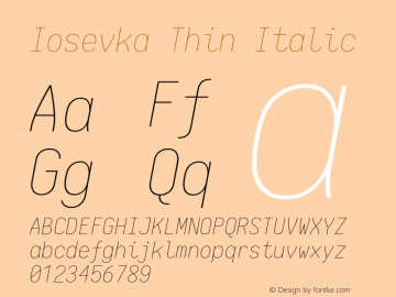 Iosevka Thin Italic 1.12.2; ttfautohint (v1.6)图片样张