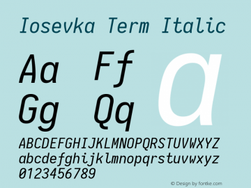 Iosevka Term Italic 1.12.2; ttfautohint (v1.6)图片样张