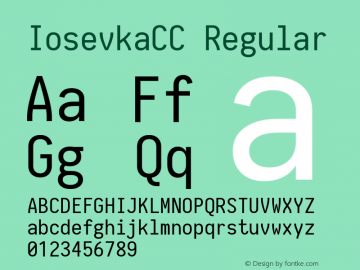 IosevkaCC Regular 1.12.2; ttfautohint (v1.6) Font Sample