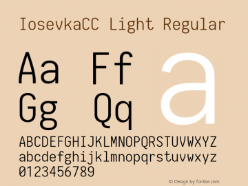 IosevkaCC Light Regular 1.12.2; ttfautohint (v1.6) Font Sample