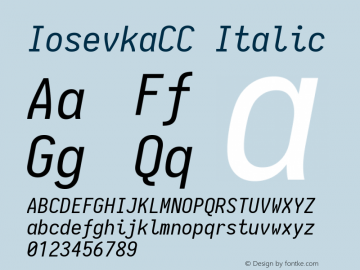 IosevkaCC Italic 1.12.2; ttfautohint (v1.6) Font Sample