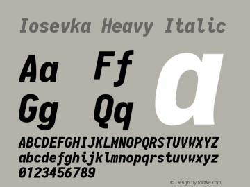 Iosevka Heavy Italic 1.12.2; ttfautohint (v1.6)图片样张