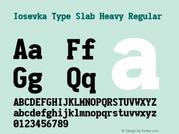 Iosevka Type Slab Heavy Regular 1.12.2; ttfautohint (v1.6) Font Sample