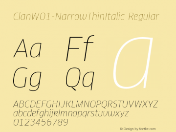 ClanW01-NarrowThinItalic Regular Version 7.504图片样张