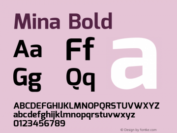 Mina Bold Version 1.000; ttfautohint (v1.6) Font Sample