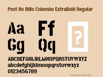 Post No Bills Colombo ExtraBold Regular Version 1.220 ; ttfautohint (v1.6)图片样张
