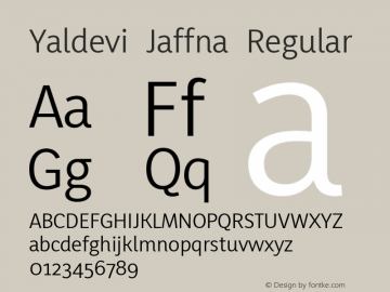 Yaldevi Jaffna Regular Version 1.020 ; ttfautohint (v1.6) Font Sample