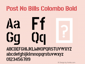 Post No Bills Colombo Bold Version 1.220 ; ttfautohint (v1.6)图片样张