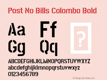 Post No Bills Colombo Bold Version 1.220 ; ttfautohint (v1.6)图片样张