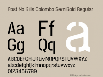 Post No Bills Colombo SemiBold Regular Version 1.220 ; ttfautohint (v1.6)图片样张