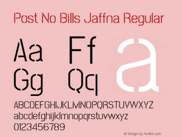Post No Bills Jaffna Regular Version 1.220 ; ttfautohint (v1.6)图片样张