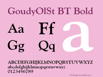 GoudyOlSt BT Bold mfgpctt-v4.4 Nov 27 1998 Font Sample