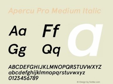 Apercu Pro Medium Italic Version 1.000 Font Sample