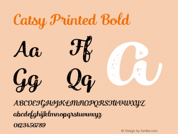Catsy Printed Bold Version 1.000 Font Sample