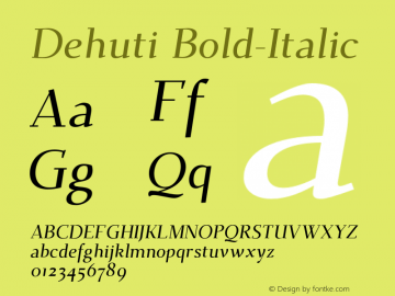 Dehuti Bold-Italic Version 1.2 Font Sample