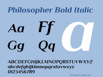 Philosopher Bold Italic Version 2.000图片样张