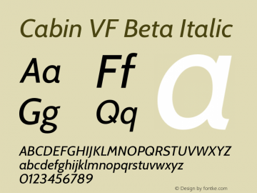 Cabin VF Beta Italic Version 2.200图片样张