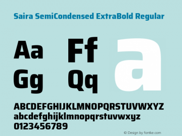 Saira SemiCondensed ExtraBold Regular Version 0.072 Font Sample