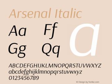 Arsenal Italic Version 1.001 Font Sample