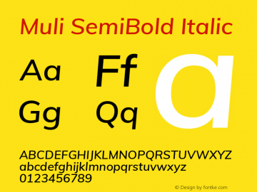 Muli SemiBold Italic Version 2.001图片样张