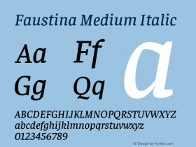 Faustina Medium Italic Version 1.006; ttfautohint (v1.5)图片样张