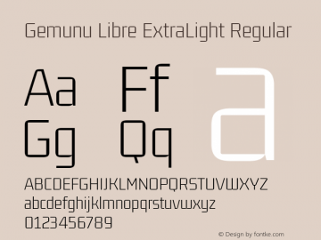 Gemunu Libre ExtraLight Regular Version 1.001 ; ttfautohint (v1.6)图片样张