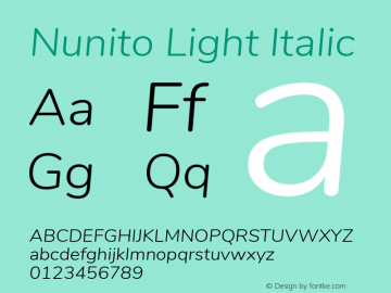 Nunito Light Italic Version 3.001图片样张