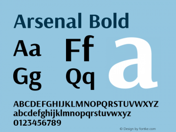 Arsenal Bold Version 2.000 Font Sample