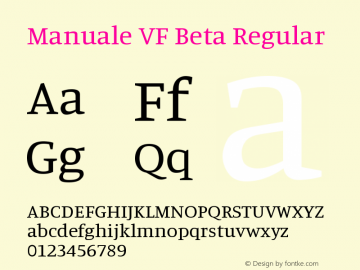 Manuale VF Beta Regular Version 0.075 Font Sample