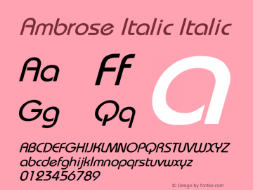 Ambrose Italic Italic Unknown Font Sample