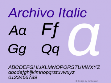 Archivo Italic Version 1.001 Font Sample