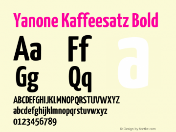 Yanone Kaffeesatz Bold Version 2.000图片样张