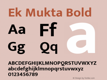 Ek Mukta Bold Version 2.204;PS 1.002;hotconv 1.0.88;makeotf.lib2.5.647800; ttfautohint (v1.6) Font Sample