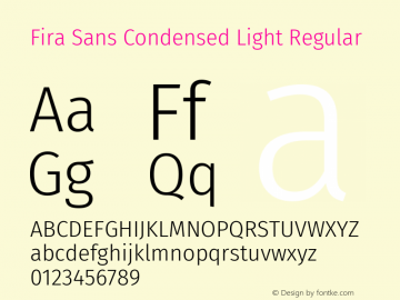 Fira Sans Condensed Light Regular Version 4.203图片样张
