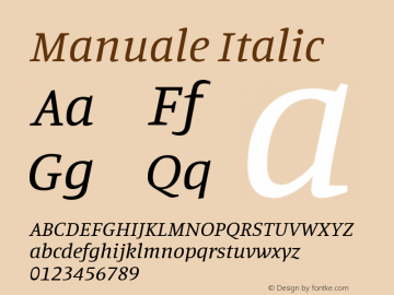 Manuale Italic Version 0.075 Font Sample