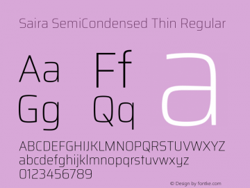 Saira SemiCondensed Thin Regular Version 0.072图片样张