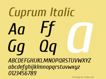 Cuprum Italic Version 2.000 Font Sample