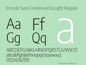 Encode Sans Condensed ExLight Regular Version 2.000 Font Sample