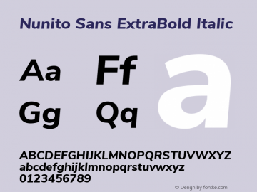 Nunito Sans ExtraBold Italic Version 2.002 Font Sample