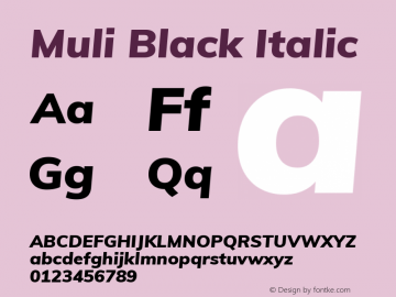 Muli Black Italic Version 2.001图片样张