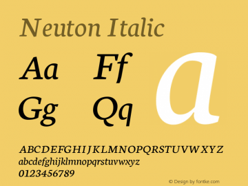 Neuton Italic Version 1.560 Font Sample