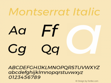 Montserrat Italic Version 6.001 Font Sample