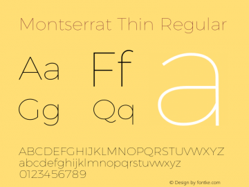 Montserrat Thin Regular Version 6.001 Font Sample
