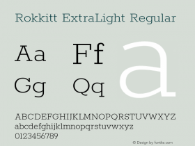 Rokkitt ExtraLight Regular Version 3.002 Font Sample