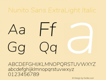 Nunito Sans ExtraLight Italic Version 2.002 Font Sample