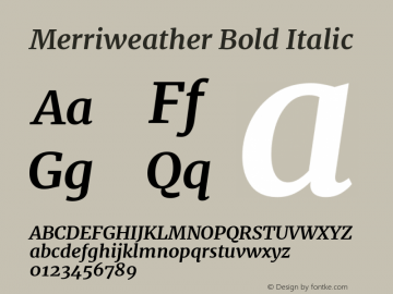 Merriweather Bold Italic Version 2.001 Font Sample
