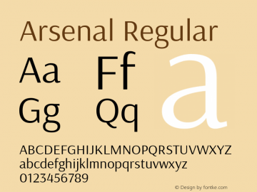 Arsenal Regular Version 2.000 Font Sample