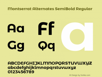 Montserrat Alternates SemiBold Regular Version 6.001 Font Sample