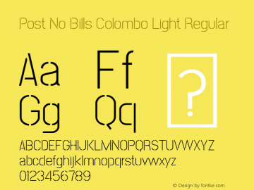 Post No Bills Colombo Light Regular Version 1.220 ; ttfautohint (v1.6)图片样张