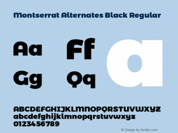 Montserrat Alternates Black Regular Version 6.001 Font Sample